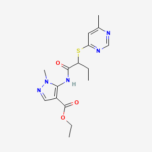 molecular formula C16H21N5O3S B4984070 Ethyl 1-methyl-5-[2-(6-methylpyrimidin-4-yl)sulfanylbutanoylamino]pyrazole-4-carboxylate 