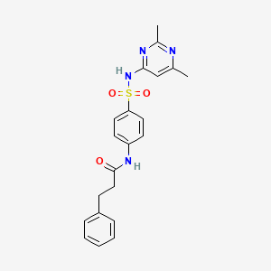 molecular formula C21H22N4O3S B4984457 N-[4-(2,6-Dimethyl-pyrimidin-4-ylsulfamoyl)-phenyl]-3-phenyl-propionamide 
