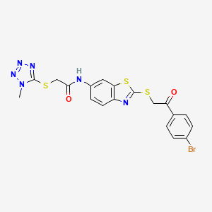 molecular formula C19H15BrN6O2S3 B4984606 N-[2-[2-(4-bromophenyl)-2-oxoethyl]sulfanyl-1,3-benzothiazol-6-yl]-2-(1-methyltetrazol-5-yl)sulfanylacetamide 