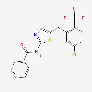molecular formula C18H12ClF3N2OS B4984864 N-[5-[[5-chloro-2-(trifluoromethyl)phenyl]methyl]-1,3-thiazol-2-yl]benzamide 