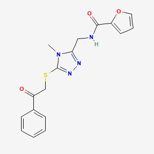 molecular formula C17H16N4O3S B4984876 N-({4-methyl-5-[(2-oxo-2-phenylethyl)sulfanyl]-4H-1,2,4-triazol-3-yl}methyl)furan-2-carboxamide 