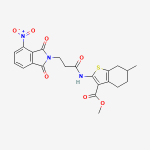 molecular formula C22H21N3O7S B4984954 METHYL 6-METHYL-2-[3-(4-NITRO-1,3-DIOXO-2,3-DIHYDRO-1H-ISOINDOL-2-YL)PROPANAMIDO]-4,5,6,7-TETRAHYDRO-1-BENZOTHIOPHENE-3-CARBOXYLATE 