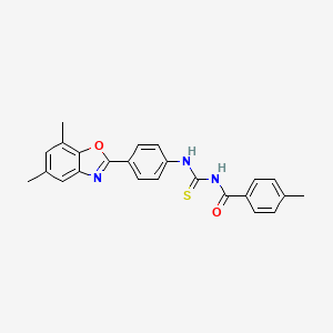 molecular formula C24H21N3O2S B4985192 N-{[4-(5,7-dimethyl-1,3-benzoxazol-2-yl)phenyl]carbamothioyl}-4-methylbenzamide 
