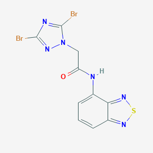 molecular formula C10H6Br2N6OS B498520 N-(2,1,3-benzothiadiazol-4-yl)-2-(3,5-dibromo-1H-1,2,4-triazol-1-yl)acetamide 