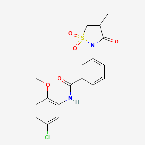 molecular formula C18H17ClN2O5S B4985234 N-(5-chloro-2-methoxyphenyl)-3-(4-methyl-1,1,3-trioxo-1lambda6,2-thiazolidin-2-yl)benzamide 