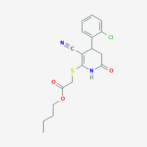molecular formula C18H19ClN2O3S B4985266 Butyl {[4-(2-chlorophenyl)-3-cyano-6-oxo-1,4,5,6-tetrahydropyridin-2-yl]sulfanyl}acetate 