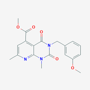 molecular formula C19H19N3O5 B4985392 METHYL 3-[(3-METHOXYPHENYL)METHYL]-1,7-DIMETHYL-2,4-DIOXO-1H,2H,3H,4H-PYRIDO[2,3-D]PYRIMIDINE-5-CARBOXYLATE 