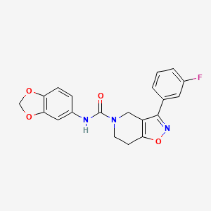 molecular formula C20H16FN3O4 B4985446 N-1,3-benzodioxol-5-yl-3-(3-fluorophenyl)-6,7-dihydroisoxazolo[4,5-c]pyridine-5(4H)-carboxamide 