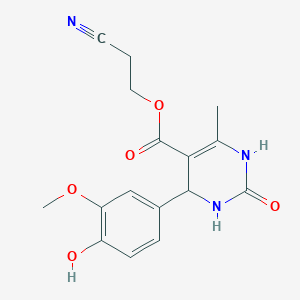 molecular formula C16H17N3O5 B4985699 2-Cyanoethyl 4-(4-hydroxy-3-methoxyphenyl)-6-methyl-2-oxo-1,2,3,4-tetrahydropyrimidine-5-carboxylate 