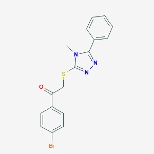 molecular formula C17H14BrN3OS B498586 1-(4-bromophenyl)-2-[(4-methyl-5-phenyl-4H-1,2,4-triazol-3-yl)sulfanyl]ethanone 