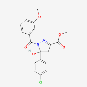 molecular formula C19H17ClN2O5 B4985988 methyl 5-(4-chlorophenyl)-5-hydroxy-1-(3-methoxybenzoyl)-4H-pyrazole-3-carboxylate 