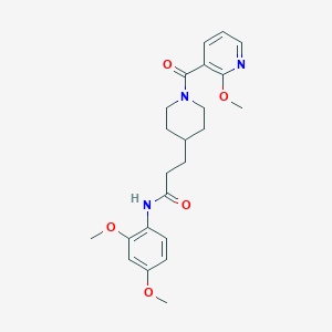 molecular formula C23H29N3O5 B4985992 N-(2,4-dimethoxyphenyl)-3-{1-[(2-methoxy-3-pyridinyl)carbonyl]-4-piperidinyl}propanamide 