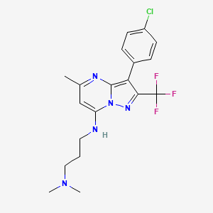 molecular formula C19H21ClF3N5 B4986070 N'-[3-(4-chlorophenyl)-5-methyl-2-(trifluoromethyl)pyrazolo[1,5-a]pyrimidin-7-yl]-N,N-dimethylpropane-1,3-diamine 