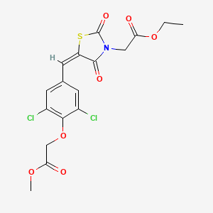molecular formula C17H15Cl2NO7S B4986085 methyl (2,6-dichloro-4-{(E)-[3-(2-ethoxy-2-oxoethyl)-2,4-dioxo-1,3-thiazolidin-5-ylidene]methyl}phenoxy)acetate 