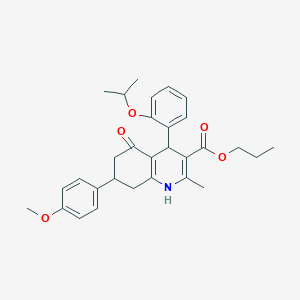 molecular formula C30H35NO5 B4986143 Propyl 7-(4-methoxyphenyl)-2-methyl-5-oxo-4-[2-(propan-2-yloxy)phenyl]-1,4,5,6,7,8-hexahydroquinoline-3-carboxylate 