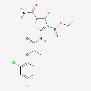 molecular formula C18H18Cl2N2O5S B4986231 Ethyl 5-carbamoyl-2-{[2-(2,4-dichlorophenoxy)propanoyl]amino}-4-methylthiophene-3-carboxylate 