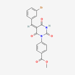 molecular formula C19H13BrN2O5 B4986239 methyl 4-[(5E)-5-[(3-bromophenyl)methylidene]-2,4,6-trioxo-1,3-diazinan-1-yl]benzoate 