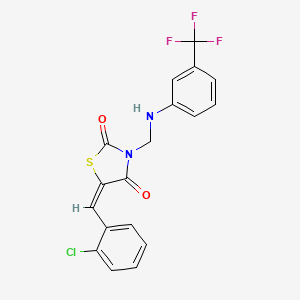 molecular formula C18H12ClF3N2O2S B4986286 (5E)-5-[(2-chlorophenyl)methylidene]-3-[[3-(trifluoromethyl)anilino]methyl]-1,3-thiazolidine-2,4-dione 
