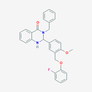 molecular formula C29H25FN2O3 B4986290 3-benzyl-2-{3-[(2-fluorophenoxy)methyl]-4-methoxyphenyl}-2,3-dihydroquinazolin-4(1H)-one 