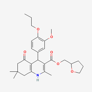 molecular formula C28H37NO6 B4986325 Tetrahydrofuran-2-ylmethyl 4-(3-methoxy-4-propoxyphenyl)-2,7,7-trimethyl-5-oxo-1,4,5,6,7,8-hexahydroquinoline-3-carboxylate 