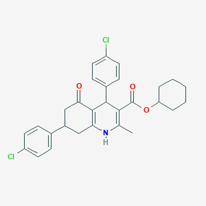 molecular formula C29H29Cl2NO3 B4986870 Cyclohexyl 4,7-bis(4-chlorophenyl)-2-methyl-5-oxo-1,4,5,6,7,8-hexahydroquinoline-3-carboxylate 