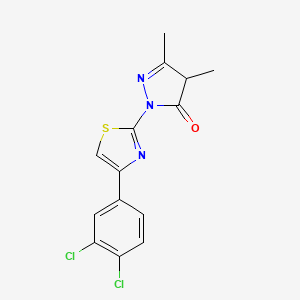 molecular formula C14H11Cl2N3OS B4986930 2-[4-(3,4-dichlorophenyl)-1,3-thiazol-2-yl]-4,5-dimethyl-4H-pyrazol-3-one 