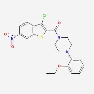molecular formula C21H20ClN3O4S B4986974 (3-CHLORO-6-NITRO-1-BENZOTHIOPHEN-2-YL)[4-(2-ETHOXYPHENYL)PIPERAZINO]METHANONE 