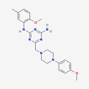 molecular formula C23H29N7O2 B4987124 N-(2-methoxy-5-methylphenyl)-6-{[4-(4-methoxyphenyl)piperazin-1-yl]methyl}-1,3,5-triazine-2,4-diamine 