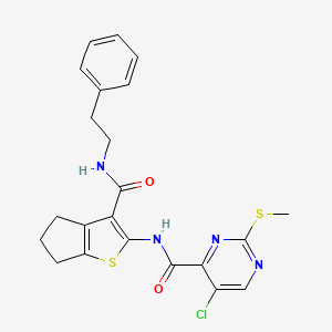 molecular formula C22H21ClN4O2S2 B4987346 5-CHLORO-2-(METHYLSULFANYL)-N-{3-[(2-PHENYLETHYL)CARBAMOYL]-4H,5H,6H-CYCLOPENTA[B]THIOPHEN-2-YL}PYRIMIDINE-4-CARBOXAMIDE 