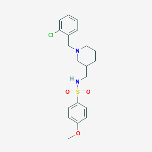 molecular formula C20H25ClN2O3S B4987396 N-[[1-[(2-chlorophenyl)methyl]piperidin-3-yl]methyl]-4-methoxybenzenesulfonamide 