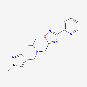 molecular formula C16H20N6O B4987495 N-[(1-methylpyrazol-4-yl)methyl]-N-[(3-pyridin-2-yl-1,2,4-oxadiazol-5-yl)methyl]propan-2-amine 