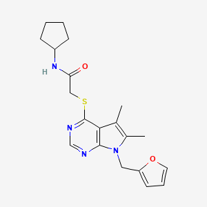 molecular formula C20H24N4O2S B4987570 N-cyclopentyl-2-[7-(furan-2-ylmethyl)-5,6-dimethylpyrrolo[2,3-d]pyrimidin-4-yl]sulfanylacetamide 