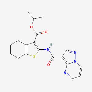 molecular formula C19H20N4O3S B4987645 Propan-2-yl 2-(pyrazolo[1,5-a]pyrimidine-3-carbonylamino)-4,5,6,7-tetrahydro-1-benzothiophene-3-carboxylate 