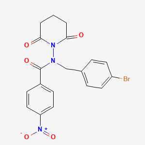 molecular formula C19H16BrN3O5 B4987778 N-[(4-bromophenyl)methyl]-N-(2,6-dioxopiperidin-1-yl)-4-nitrobenzamide 