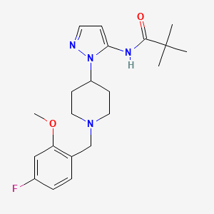 molecular formula C21H29FN4O2 B4987975 N-[2-[1-[(4-fluoro-2-methoxyphenyl)methyl]piperidin-4-yl]pyrazol-3-yl]-2,2-dimethylpropanamide 