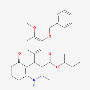 molecular formula C29H33NO5 B4988387 Butan-2-yl 4-[3-(benzyloxy)-4-methoxyphenyl]-2-methyl-5-oxo-1,4,5,6,7,8-hexahydroquinoline-3-carboxylate 