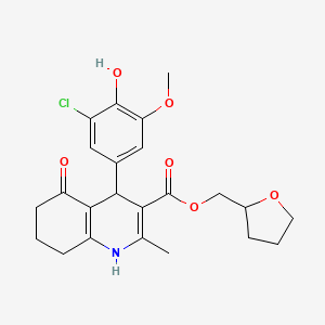 molecular formula C23H26ClNO6 B4988752 Tetrahydrofuran-2-ylmethyl 4-(3-chloro-4-hydroxy-5-methoxyphenyl)-2-methyl-5-oxo-1,4,5,6,7,8-hexahydroquinoline-3-carboxylate 