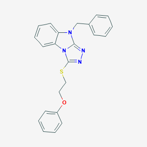molecular formula C23H20N4OS B498876 4-Benzyl-1-(2-phenoxyethylsulfanyl)-[1,2,4]triazolo[4,3-a]benzimidazole 