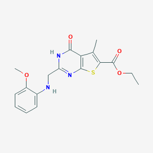 Ethyl 2-[(2-methoxyanilino)methyl]-5-methyl-4-oxo-3,4-dihydrothieno[2,3-d]pyrimidine-6-carboxylate