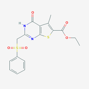 Ethyl 5-methyl-4-oxo-2-[(phenylsulfonyl)methyl]-3,4-dihydrothieno[2,3-d]pyrimidine-6-carboxylate
