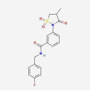 molecular formula C18H17FN2O4S B4989093 N-[(4-fluorophenyl)methyl]-3-(4-methyl-1,1,3-trioxo-1,2-thiazolidin-2-yl)benzamide 