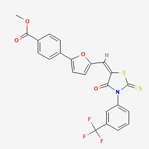 molecular formula C23H14F3NO4S2 B4989292 METHYL 4-(5-{[(5E)-4-OXO-2-SULFANYLIDENE-3-[3-(TRIFLUOROMETHYL)PHENYL]-1,3-THIAZOLIDIN-5-YLIDENE]METHYL}FURAN-2-YL)BENZOATE 