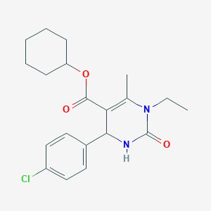 molecular formula C20H25ClN2O3 B4989652 Cyclohexyl 4-(4-chlorophenyl)-1-ethyl-6-methyl-2-oxo-1,2,3,4-tetrahydropyrimidine-5-carboxylate 