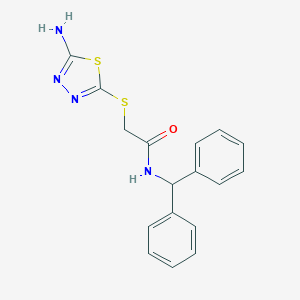 molecular formula C17H16N4OS2 B498966 2-[(5-amino-1,3,4-thiadiazol-2-yl)thio]-N-(diphenylmethyl)acetamide CAS No. 332412-73-4