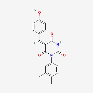 molecular formula C20H18N2O4 B4989918 (5E)-1-(3,4-dimethylphenyl)-5-[(4-methoxyphenyl)methylidene]-1,3-diazinane-2,4,6-trione 