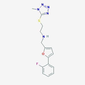 molecular formula C15H16FN5OS B499013 {[5-(2-FLUOROPHENYL)FURAN-2-YL]METHYL}({2-[(1-METHYL-1H-1,2,3,4-TETRAZOL-5-YL)SULFANYL]ETHYL})AMINE 