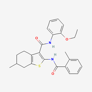 molecular formula C26H28N2O3S B4990177 N-(2-ethoxyphenyl)-6-methyl-2-{[(2-methylphenyl)carbonyl]amino}-4,5,6,7-tetrahydro-1-benzothiophene-3-carboxamide 