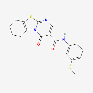molecular formula C18H17N3O2S2 B4990348 N-[3-(Methylsulfanyl)phenyl]-4-oxo-6,7,8,9-tetrahydro-4H-pyrimido[2,1-B][1,3]benzothiazole-3-carboxamide 