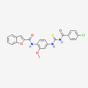 molecular formula C24H18ClN3O4S B4990462 N-[4-({[(4-chlorophenyl)carbonyl]carbamothioyl}amino)-2-methoxyphenyl]-1-benzofuran-2-carboxamide 