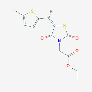 molecular formula C13H13NO4S2 B4990632 ethyl {(5E)-5-[(5-methylthiophen-2-yl)methylidene]-2,4-dioxo-1,3-thiazolidin-3-yl}acetate 